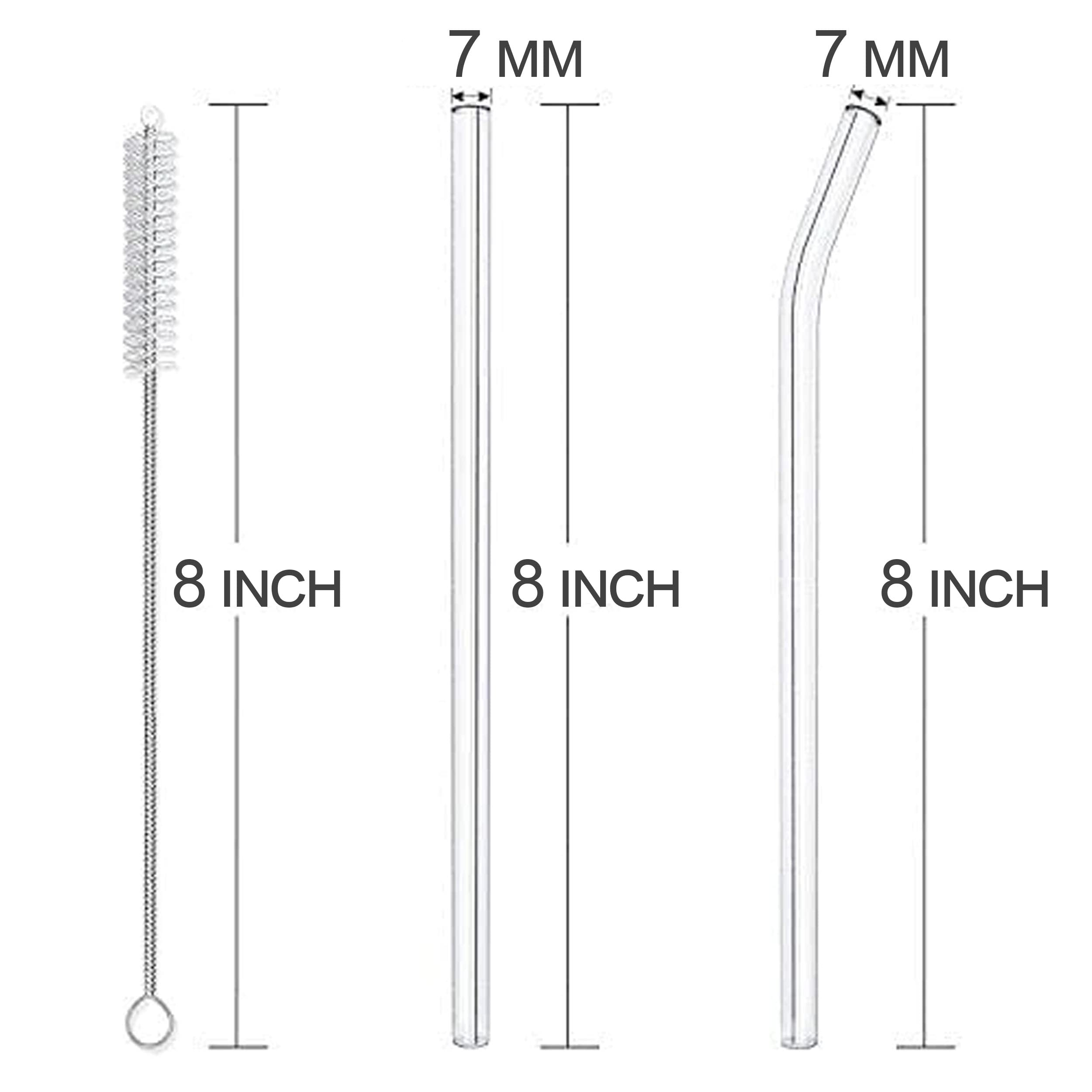 Glass Straw With Straw Cleaning Brush | 4 Glass Straws Transparent & 1 Cleaner | Clear Reusable Straw Glass, Elegant Alternate T